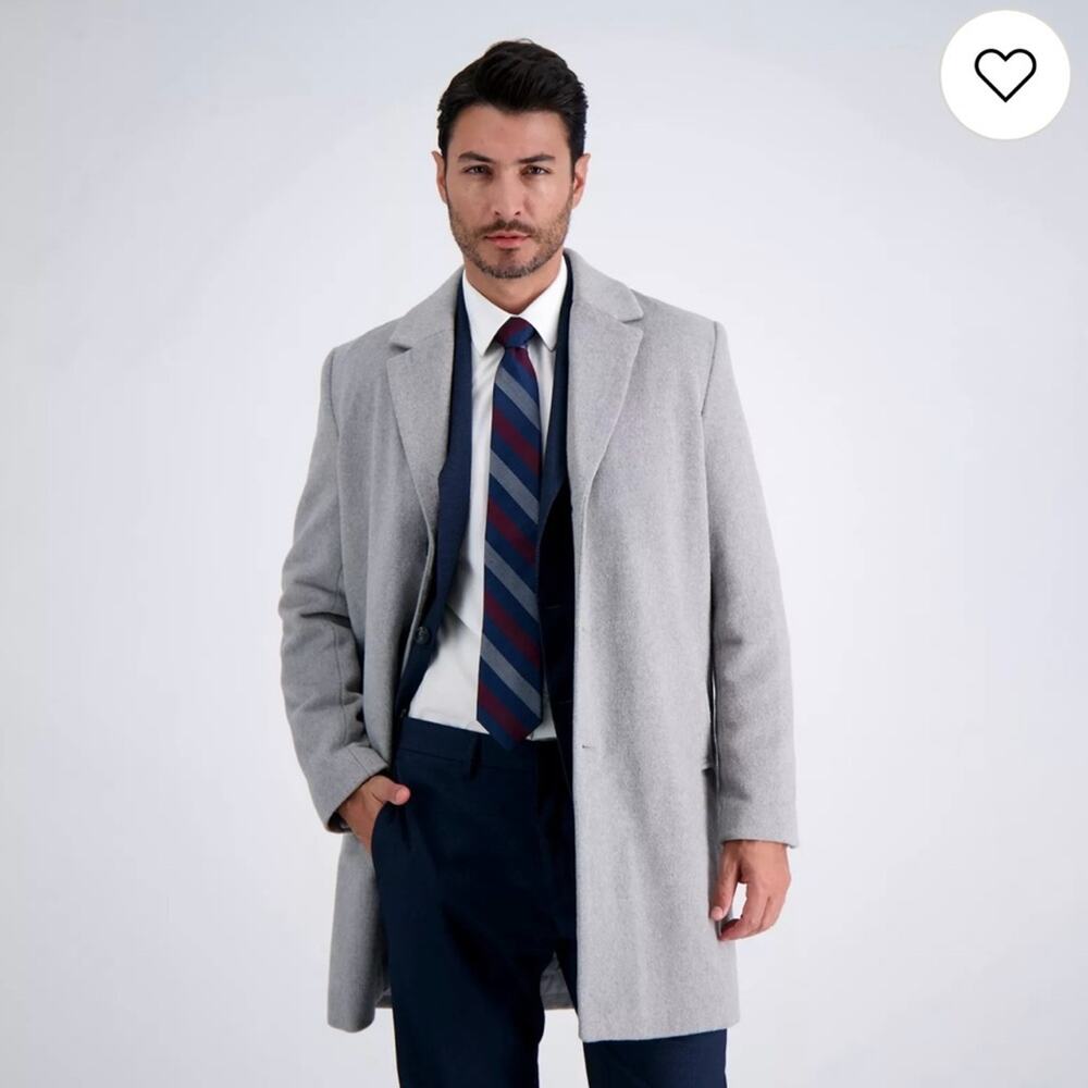 J.M Hagar - Men's Mid-Length Single Breasted Brushed Twill Topcoat, Size XXL